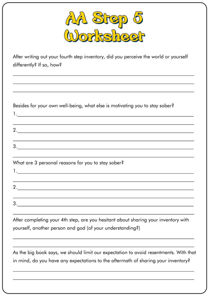 Free Aa Step 5 Worksheet Download Free Aa Step 5 Worksheet Png Images Free Worksheets On Clipart Library