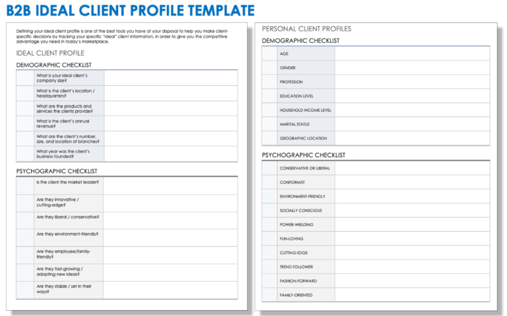 Free Customer Profile Templates Smartsheet