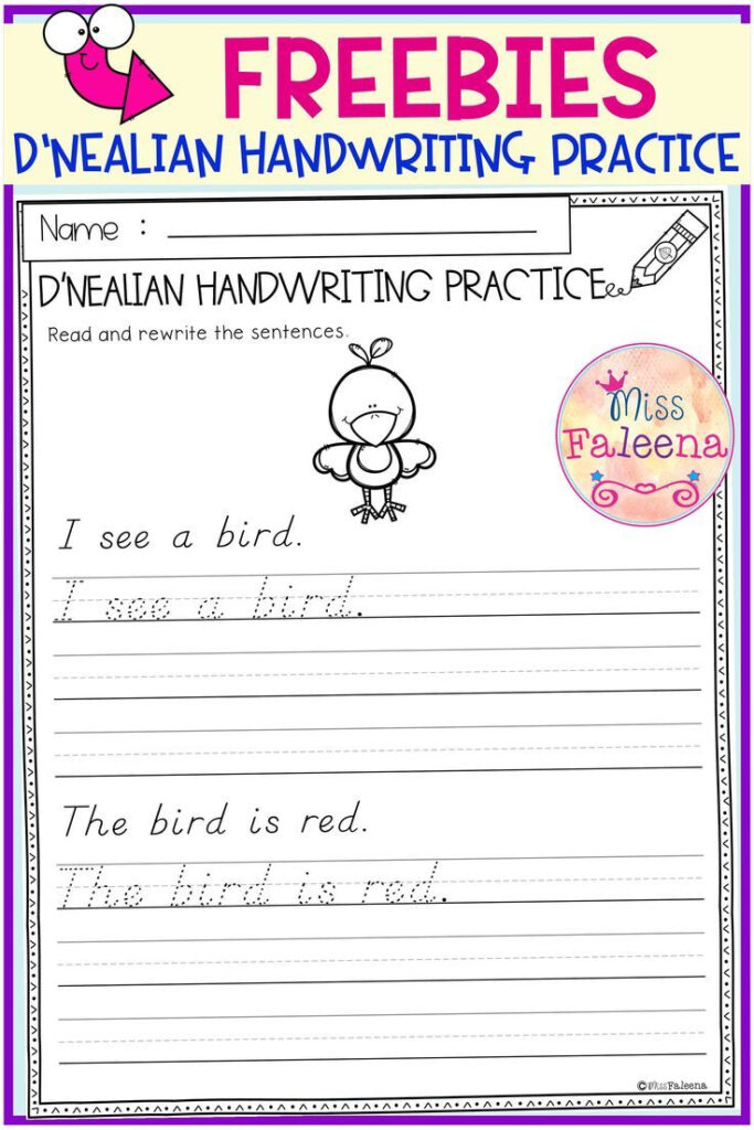 Free D Nealian Handwriting Practice