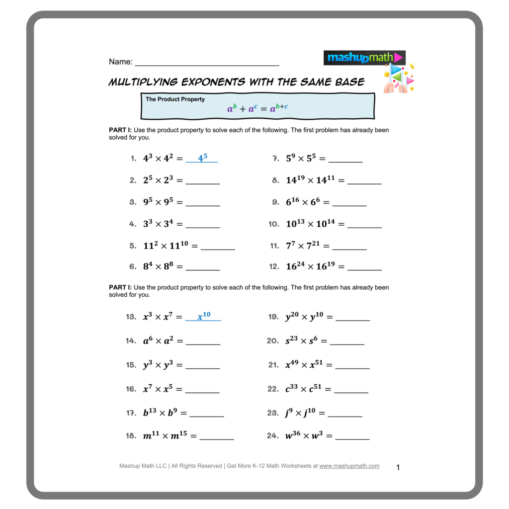 Free Exponent Rules Worksheets Printable With Answers Mashup Math Free Exponent Rules Worksheets Printable With Answers Mashup Math