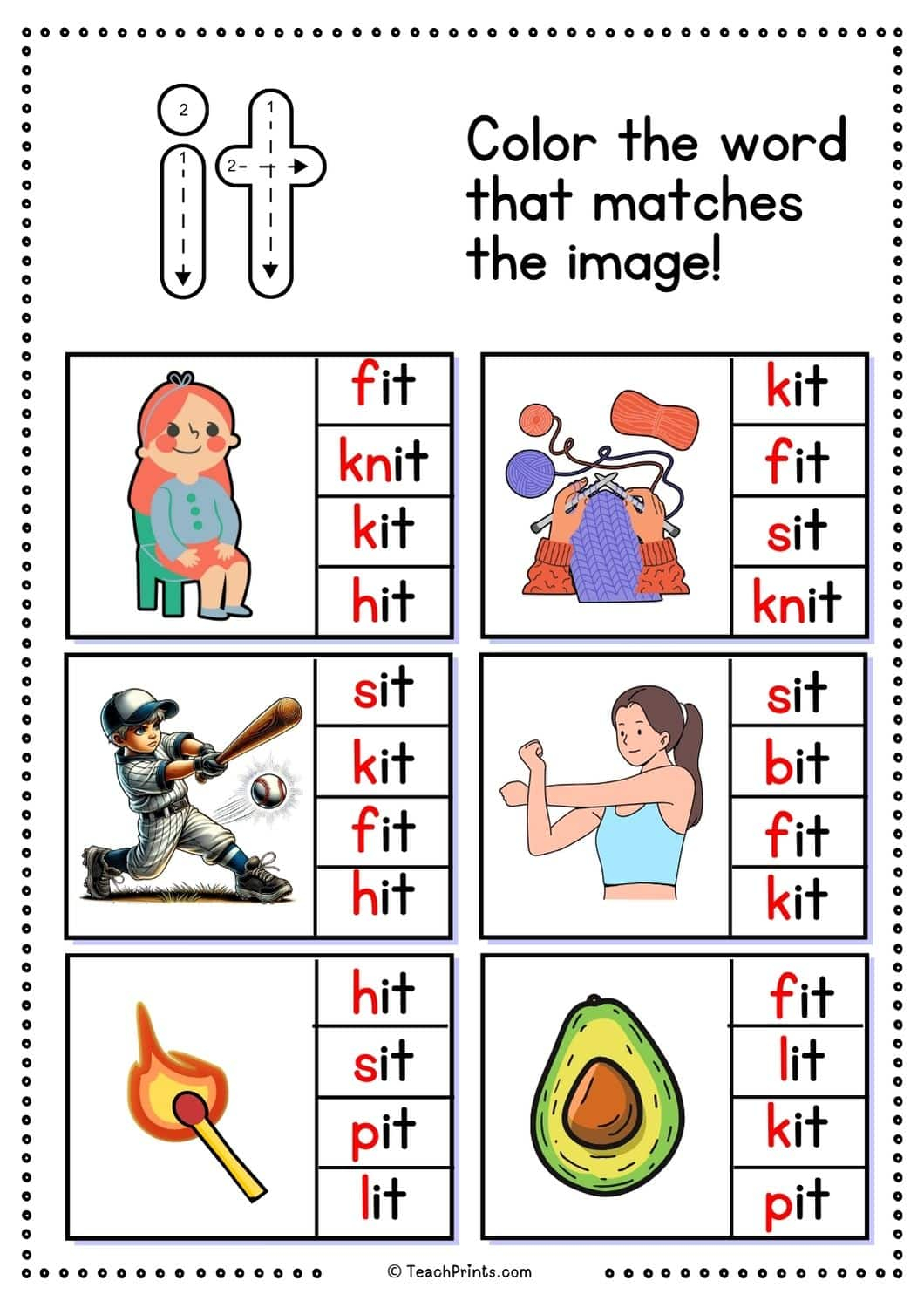 Free It Word Family Worksheets Teach Prints