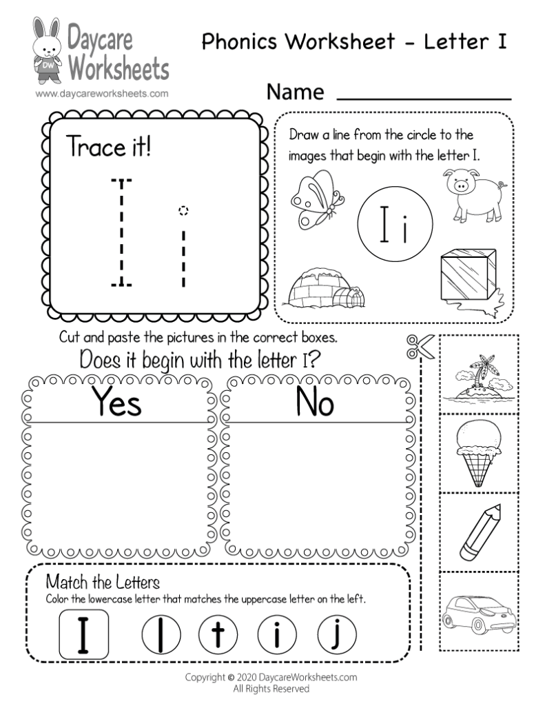Free Letter I Phonics Worksheet For Preschool Beginning Sounds