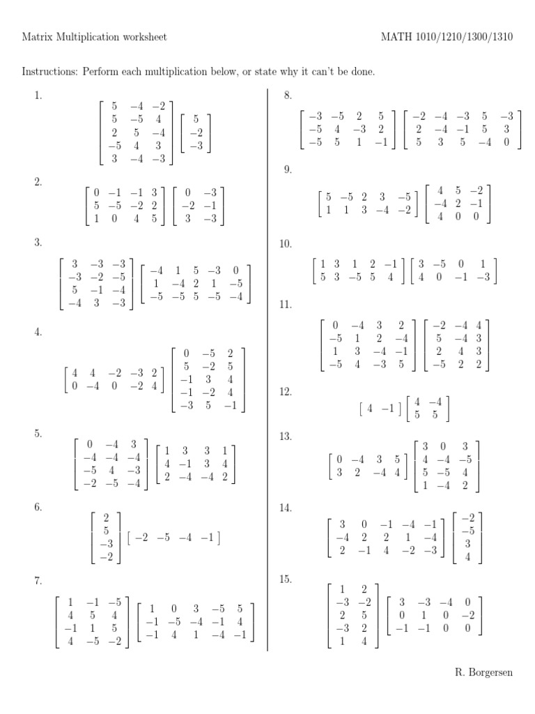 Free Matrix Multiplication Worksheet Answers Download Free Matrix Multiplication Worksheet Answers Png Images Free Worksheets On Clipart Library