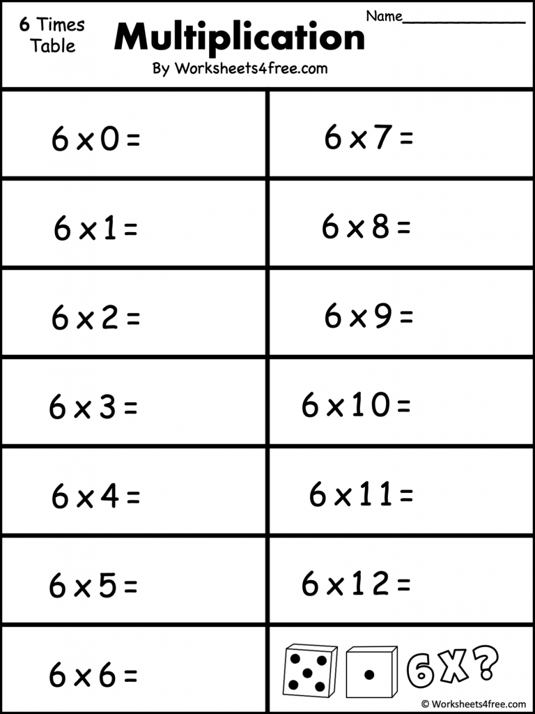 Free Multiplication Worksheet 6s Worksheets4Free Worksheets Library