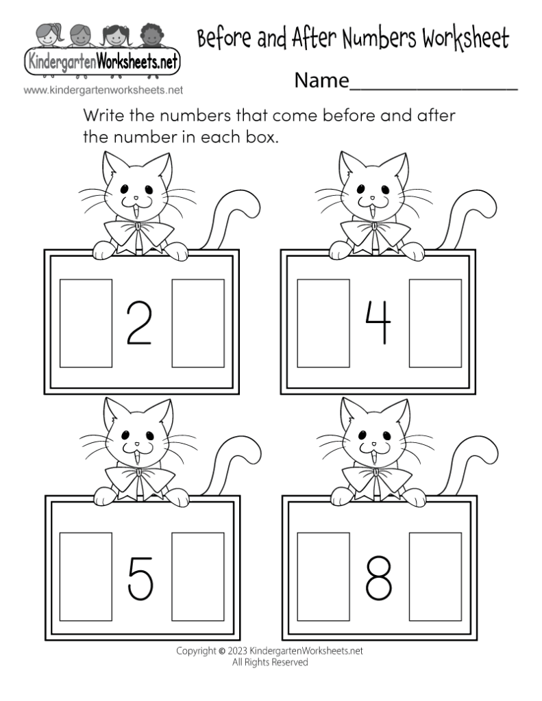 Free Printable Before And After Numbers Worksheet