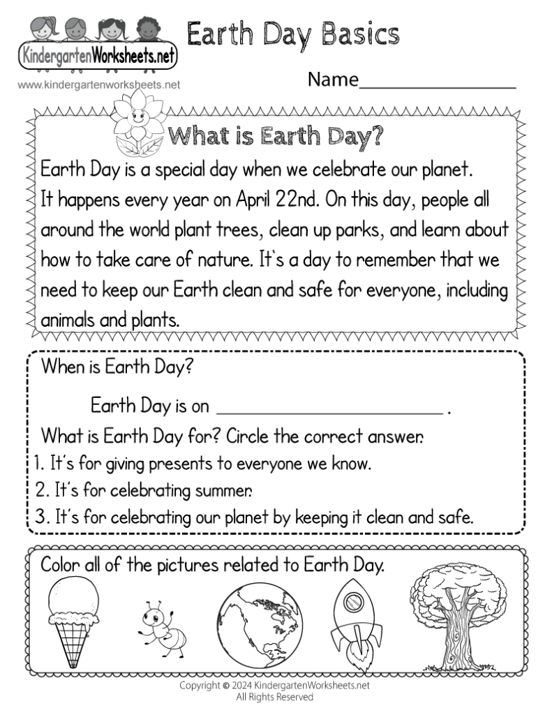 Free Printable Earth Day Worksheet