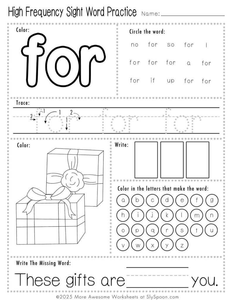 Free Printable For Sight Word Worksheets For Kindergarten First Grade Sly Spoon