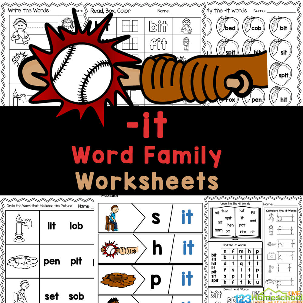 FREE Printable it Word Family Worksheets For Kindergarten