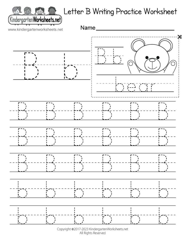 Free Printable Letter B Writing Practice Worksheet Free Printable Letter B Writing Practice Worksheet