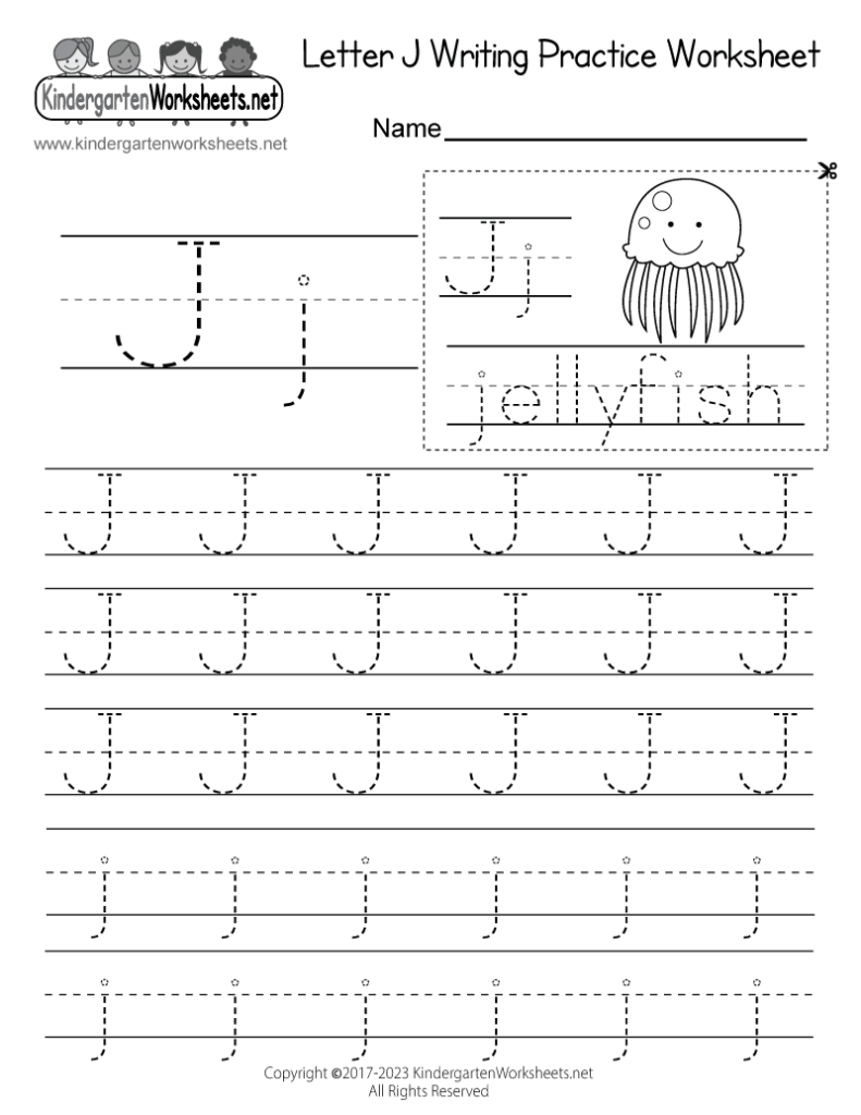 Free Printable Letter J Writing Practice Worksheet