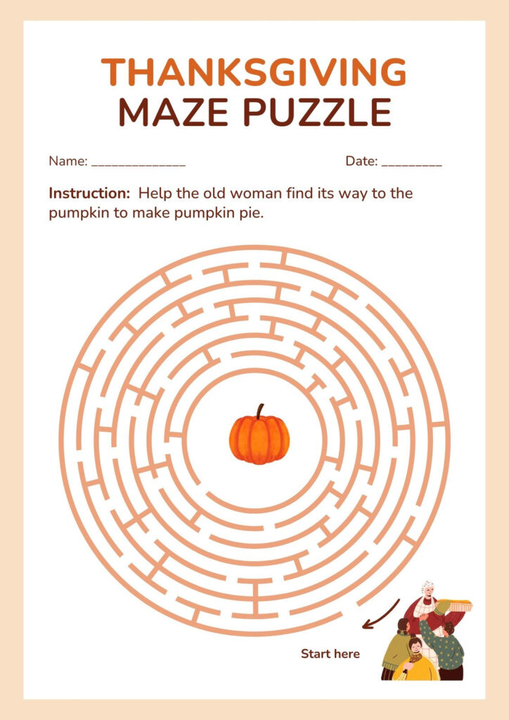 Free Printable Thanksgiving Worksheet Templates Canva