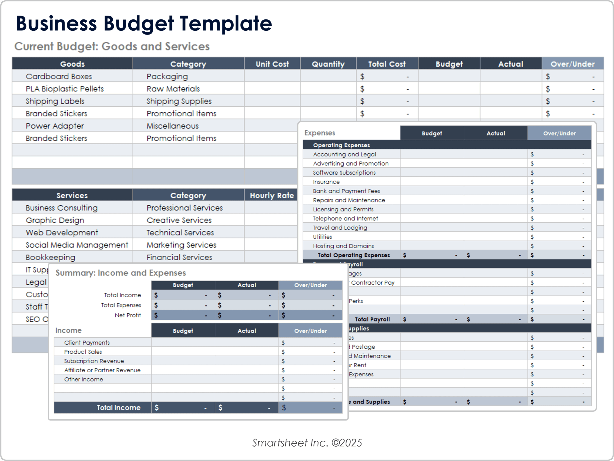 Free Small Business Budget Templates