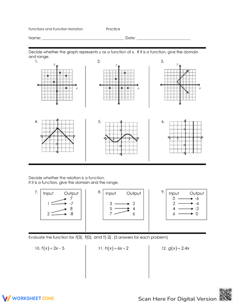 Function Or Not A Function Worksheet