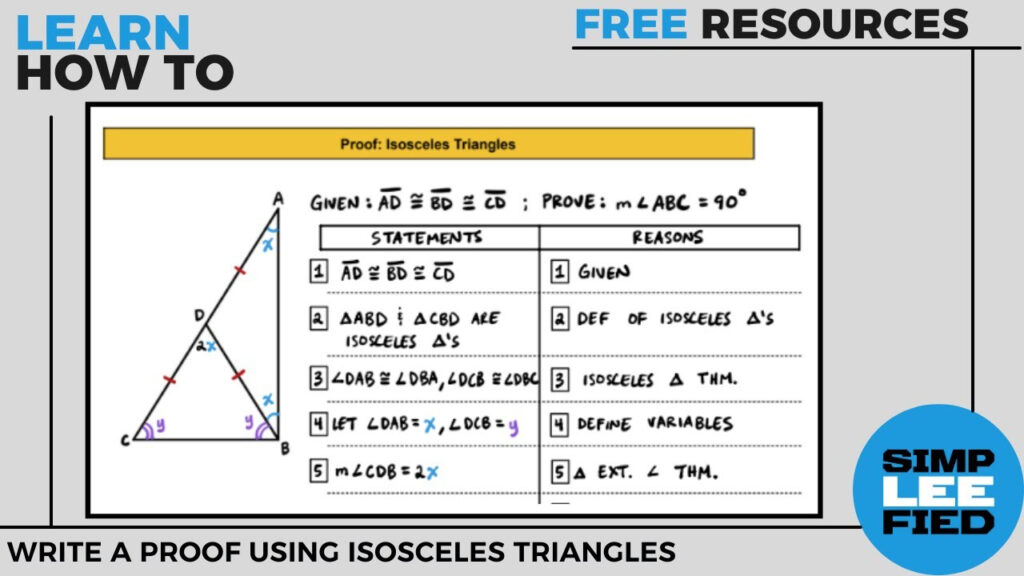 Geometry Proof Using Isosceles Triangles PDF Answer Key Included YouTube