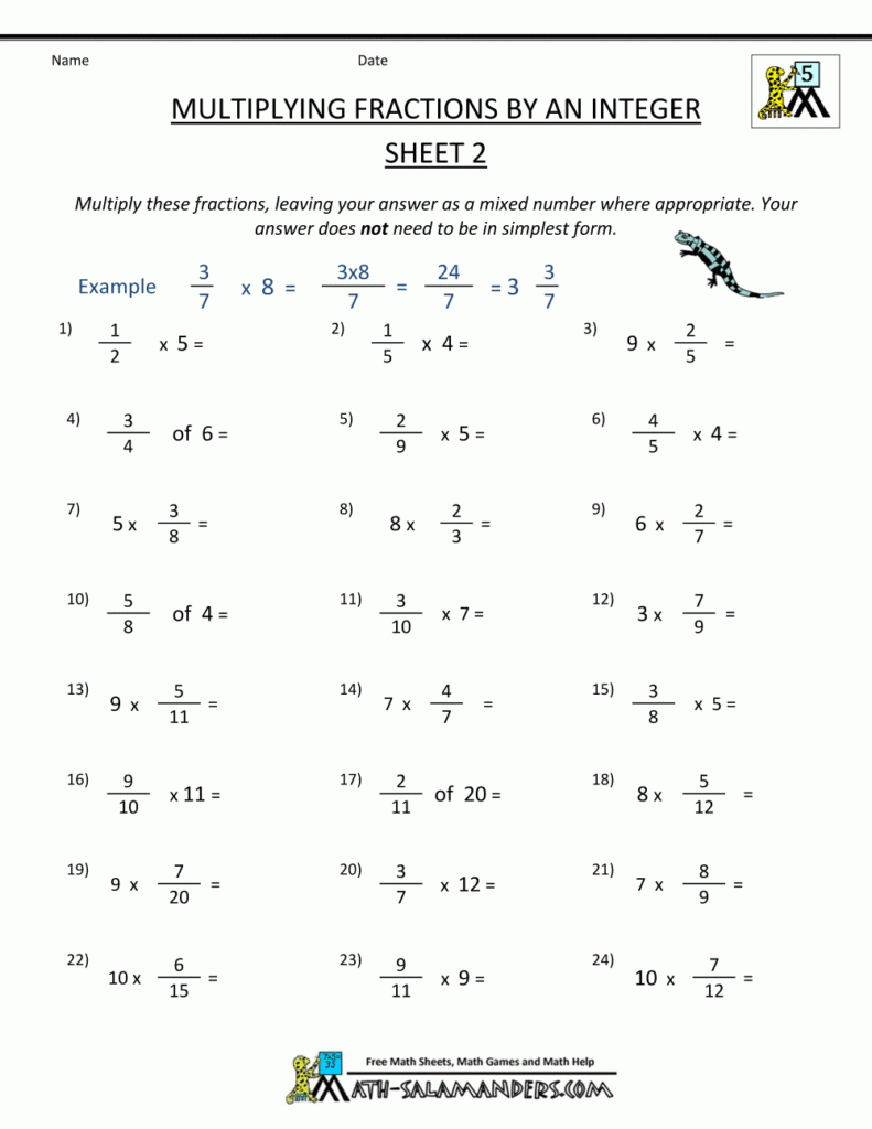 Grade 6 Fractions Worksheets