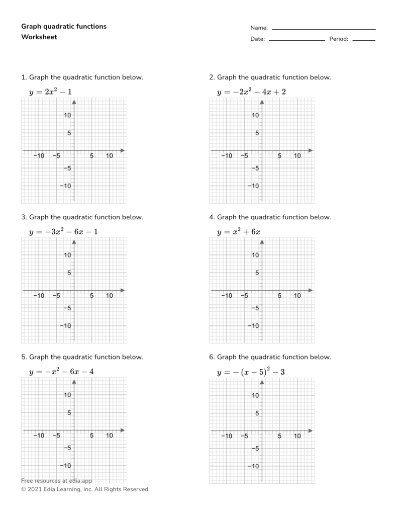 Graph Quadratic Functions Worksheet Worksheets Library