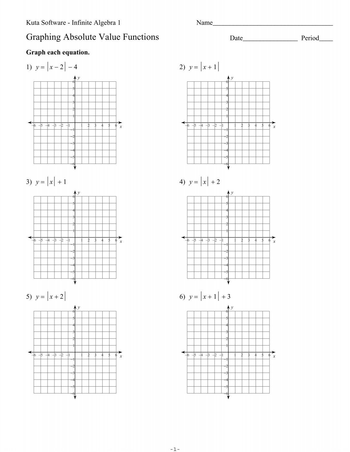 Graphing Absolute Value Equations Kuta Software