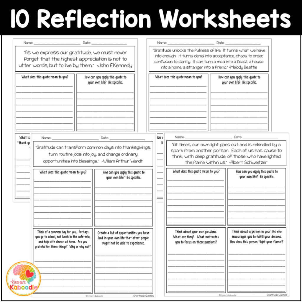 Gratitude Quotes Posters And Reflection Worksheets Character Traits Quotes Made By Teachers