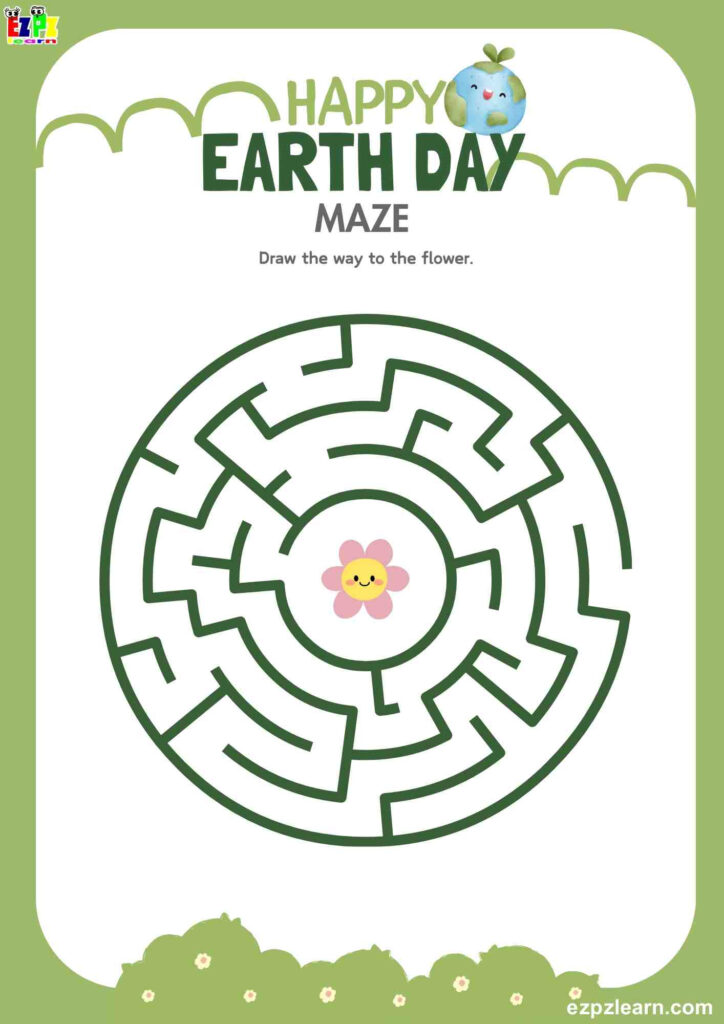 Happy Earth Day Maze Activity For Kids Free Printable PDF Ezpzlearn