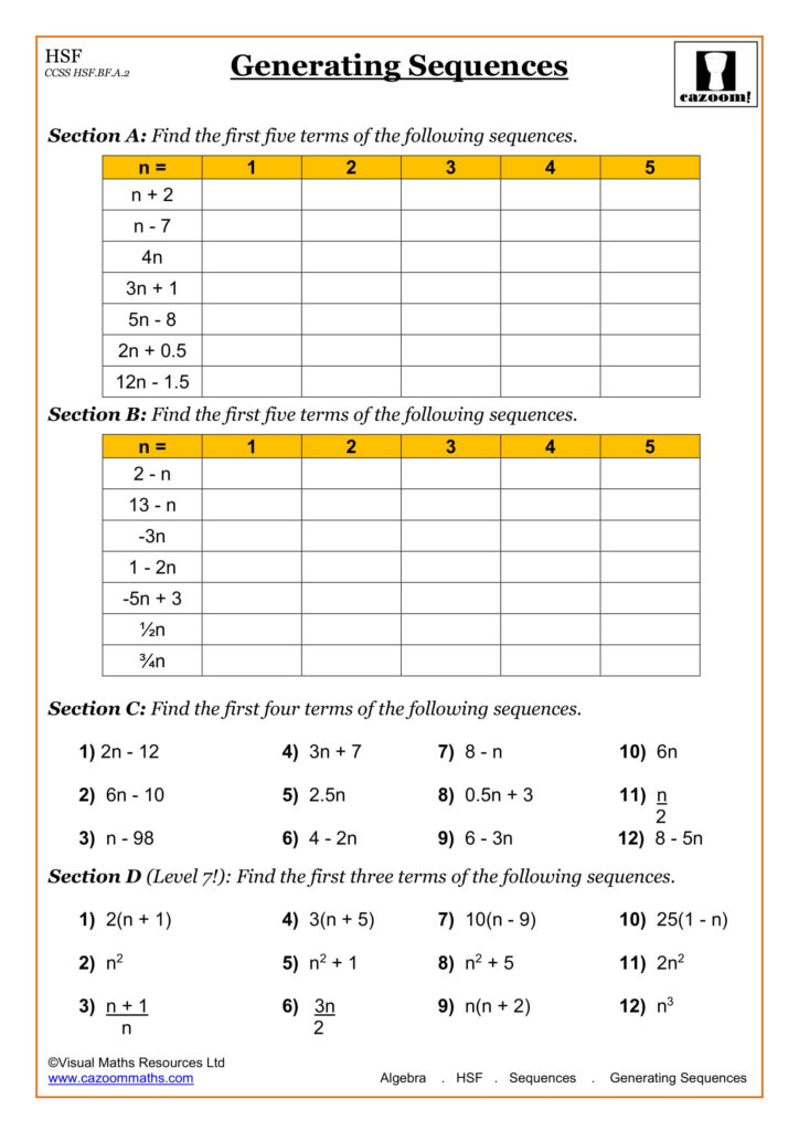 High School Math Worksheets Math Worksheets PDF Cazoom Math