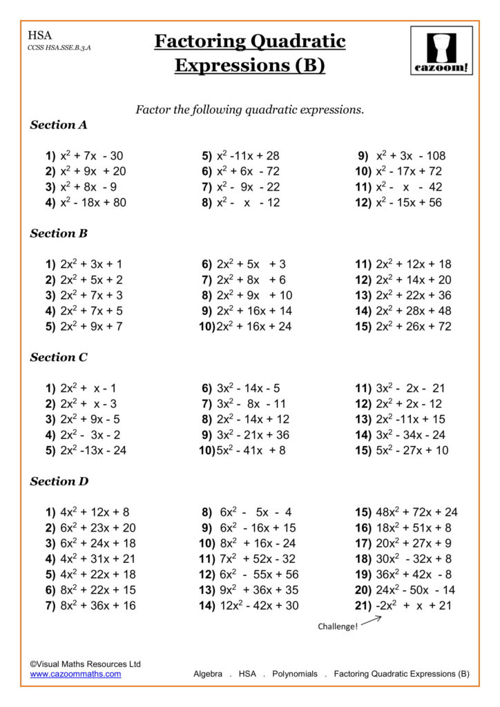 High School Math Worksheets Math Worksheets PDF Cazoom Math