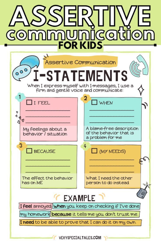 I Statement Worksheets Assertive Communication For Kids 