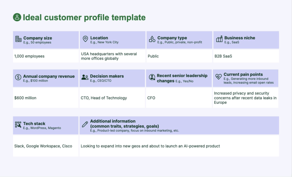 Ideal Customer Profile Customer Profile Template