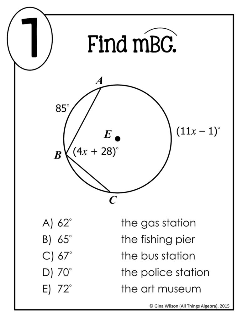 Inscribed Angles Math Lib Activity All Things Algebra 