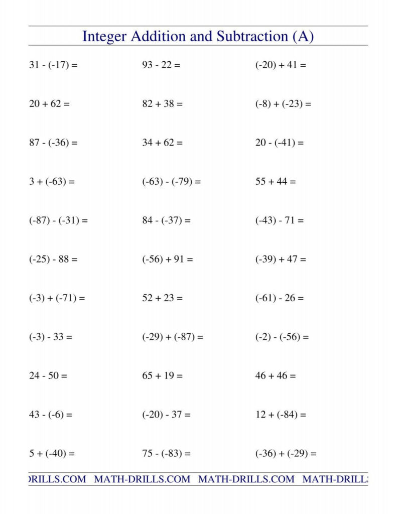 Integers Adding And Subtracting 2 pdf Mulholland Middle School