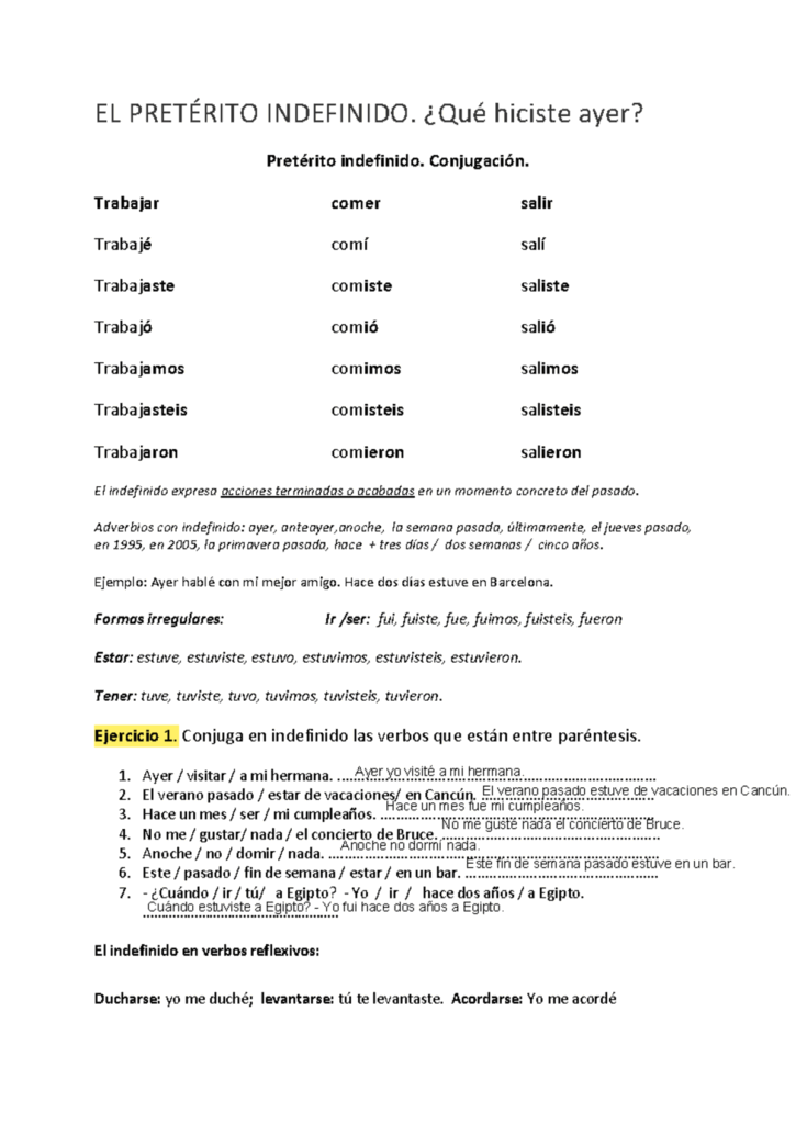 Introducci n Al Pret rito Indefinido Conjugaci n Y Ejercicios Studocu Introducci n Al Pret rito Indefinido Conjugaci n Y Ejercicios Studocu