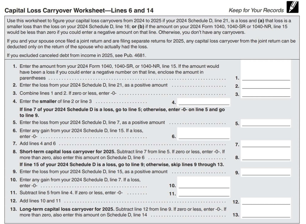 IRS Schedule D Instructions Capital Gains And Losses