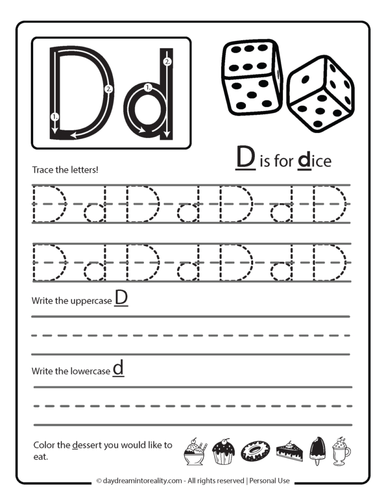 Letter D Worksheets 55 Free PDF Printables Daydream Into Reality