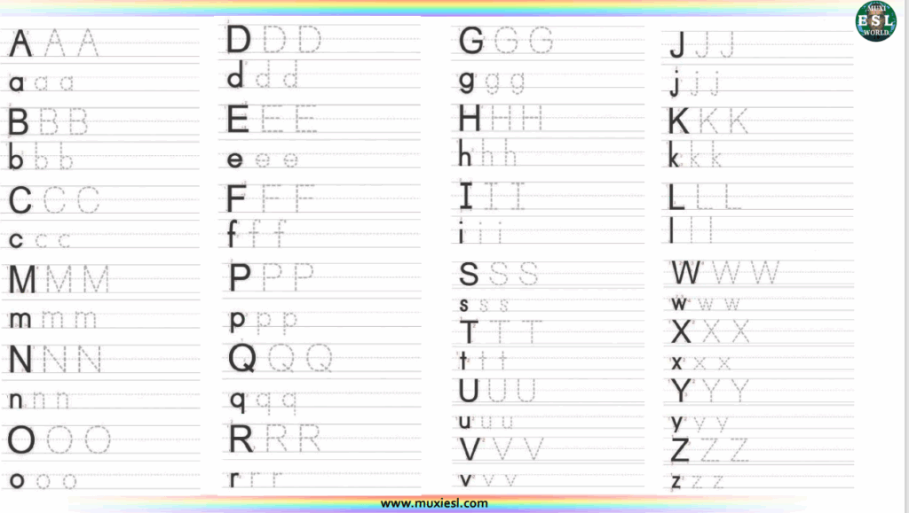 Letters A To Z Tracing Worksheet Muxi ESL World