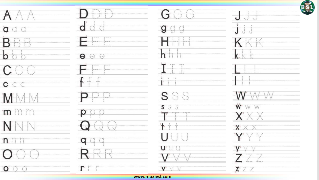 Letters A To Z Tracing Worksheet Muxi ESL World