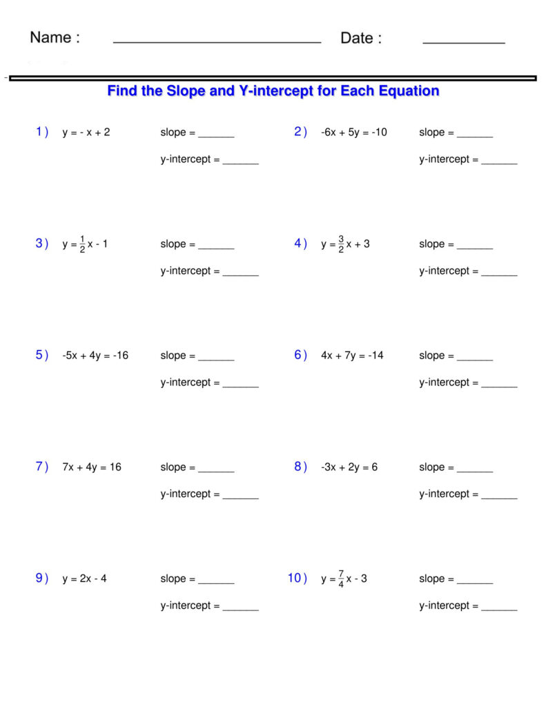 Linear Functions Finding Slope And Y intercept From An Equation Worksheets Made By Teachers Linear Functions Finding Slope And Y intercept From An Equation Worksheets Made By Teachers