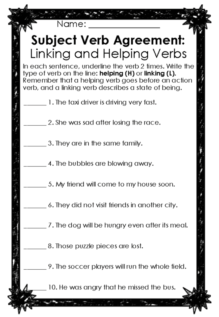 Linking And Helping Verbs Exercise With Answer Key Studocu