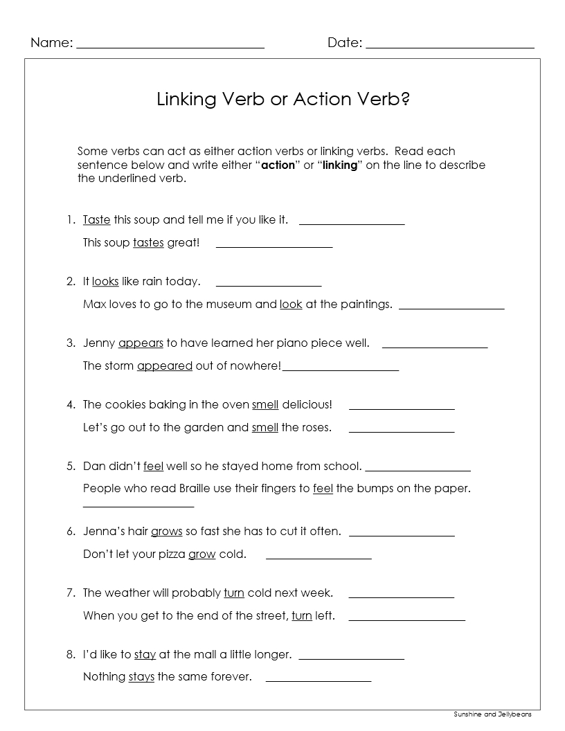 Linking Verbs And Helping Verbs 5 Worksheets Answer Key Grades 3 4 Made By Teachers