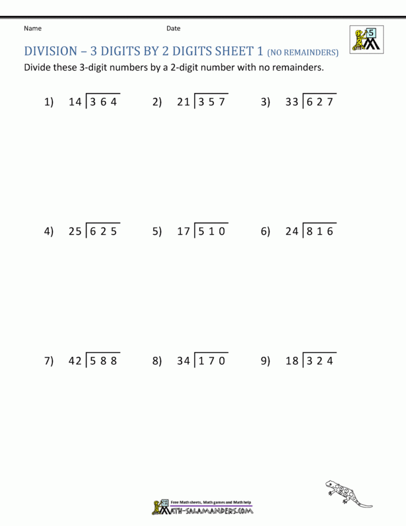 Long Division Worksheets For 5th Grade