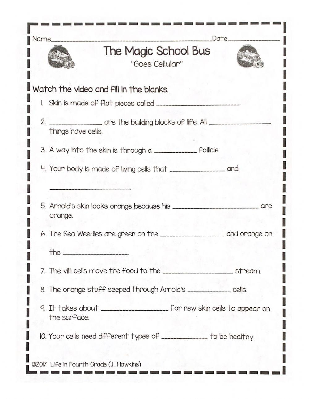 Magic School Bus Goes Cellular Online Exercise For Worksheets Library