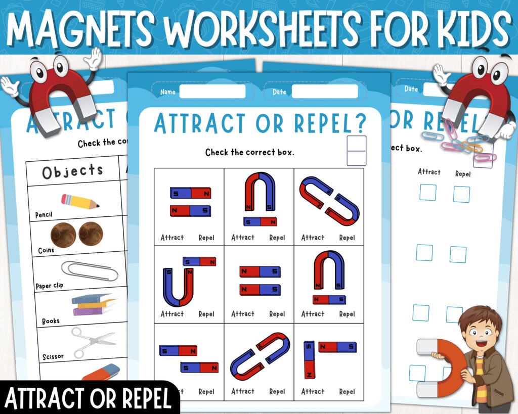 Magnets Attract Or Repel Worksheets Magnets Activities Magnetism Worksheet Magnet Prediction Recording Printable Worksheets Pdf Etsy