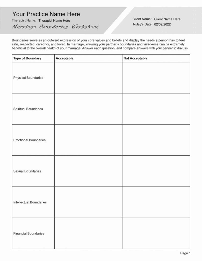 Marriage Boundaries Worksheet PDF TherapyByPro