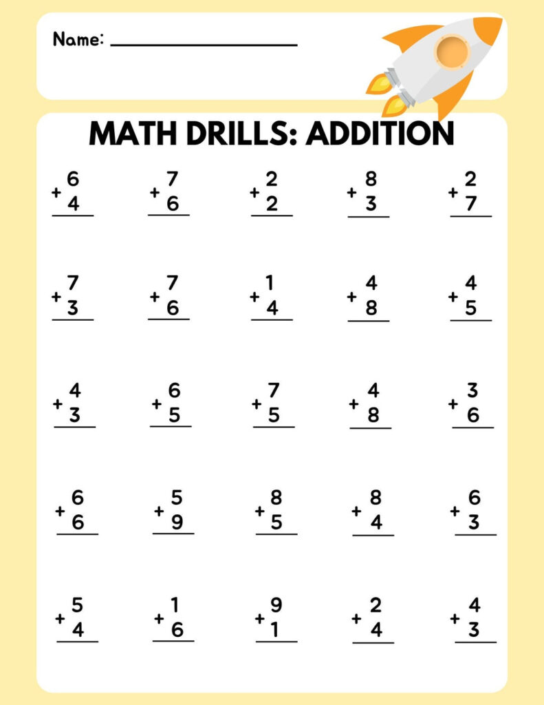 Math Drill Addition Worksheet 4 Etsy Math Drill Addition Worksheet 4 Etsy