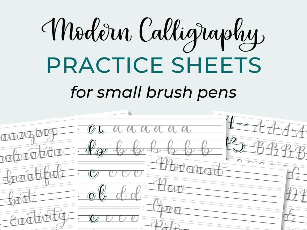 Modern Calligraphy Alphabet Practice Sheets Printable Worksheets For Small Brush Pens By Heidi Grace