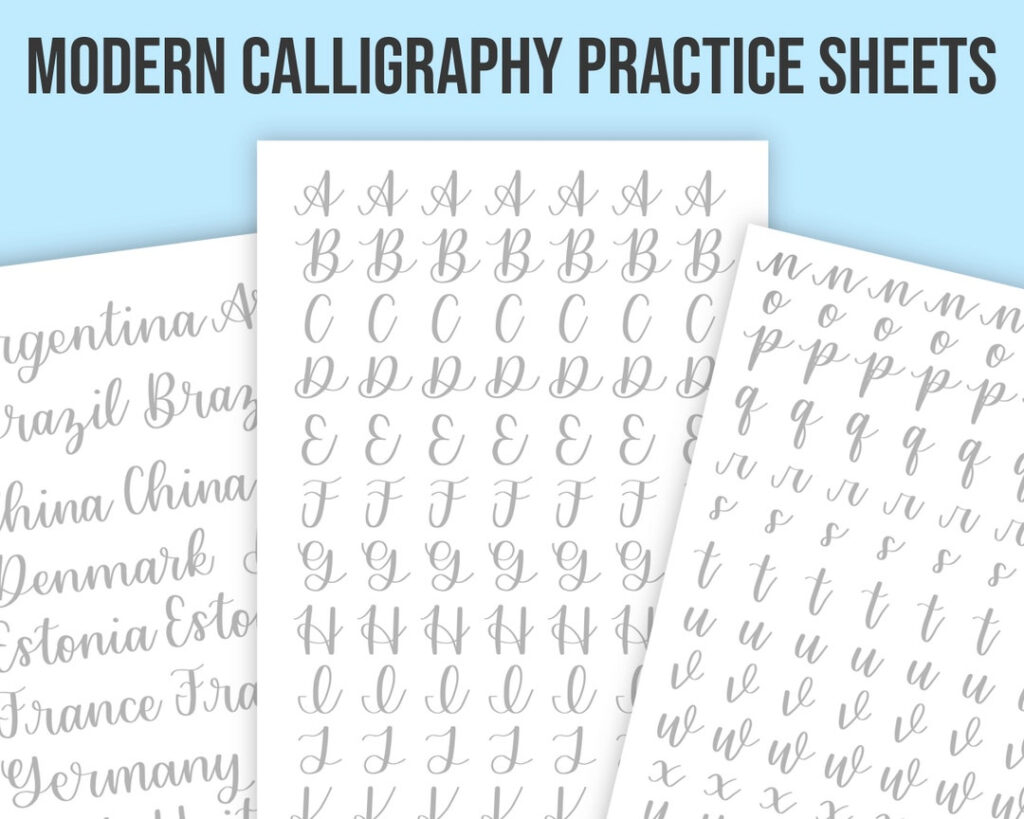 Modern Calligraphy Practice Sheet Template Printable Digital Download Etsy Israel