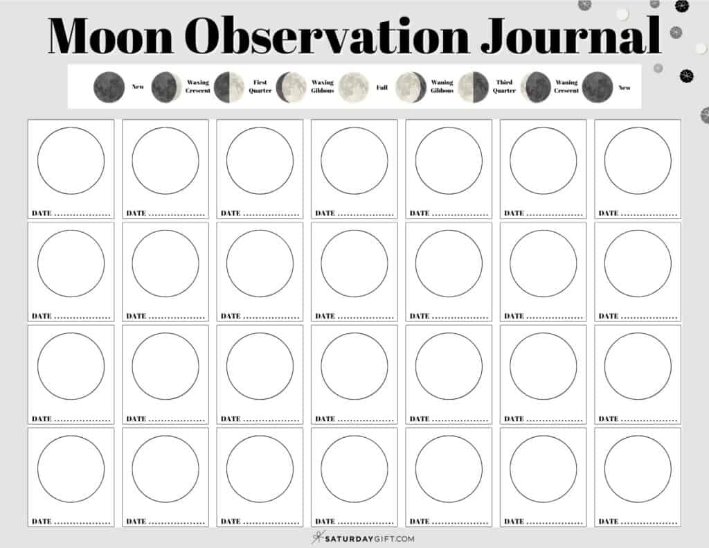 Moon Observation Journal Log The Phases Of The Moon Free Printables 