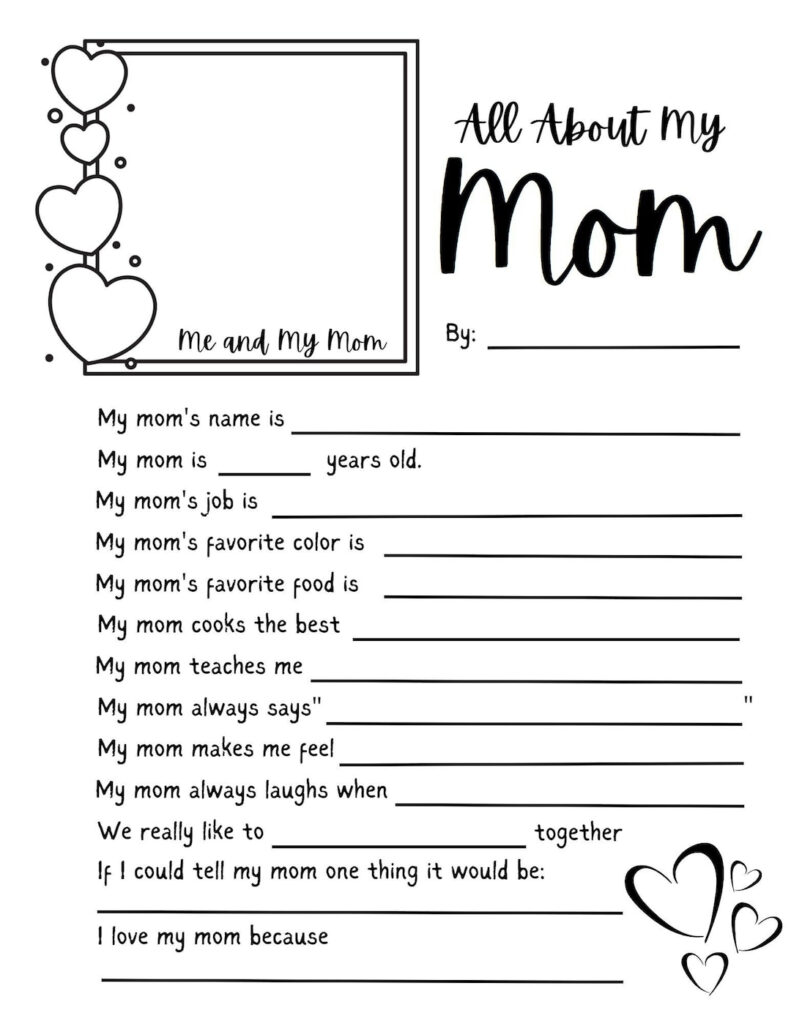Mother s Day Questionnaire All About My Mom Printable Gift PDF Etsy