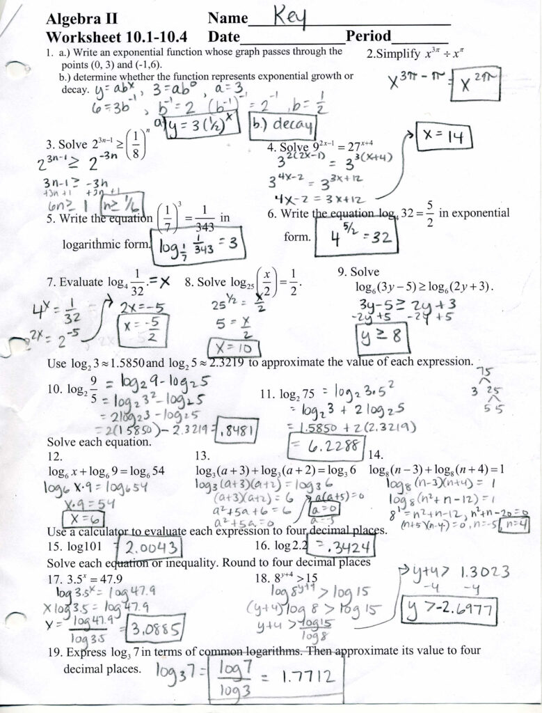 Mrscabral Algebra 2 Worksheet Answers