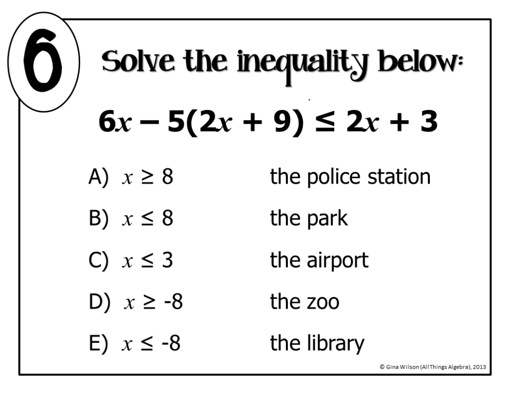 Multi Step Inequalities Math Lib Activity All Things Algebra 
