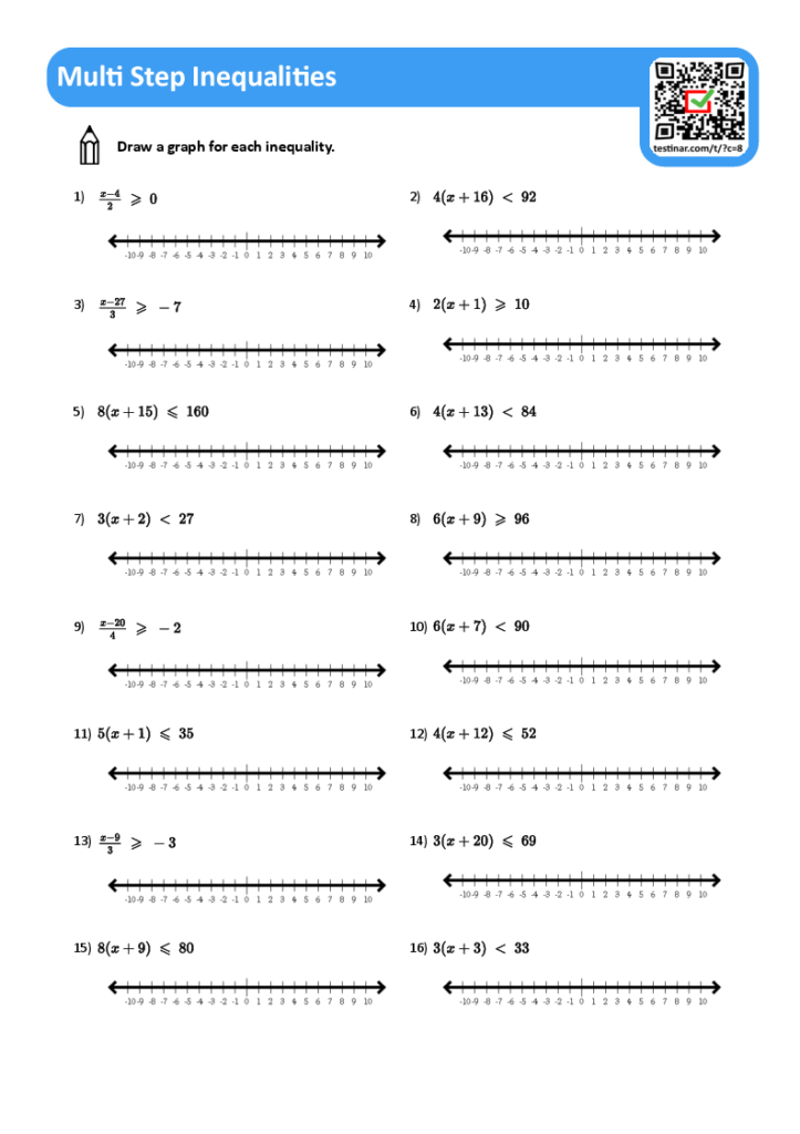 Multi Step Inequalities Worksheets