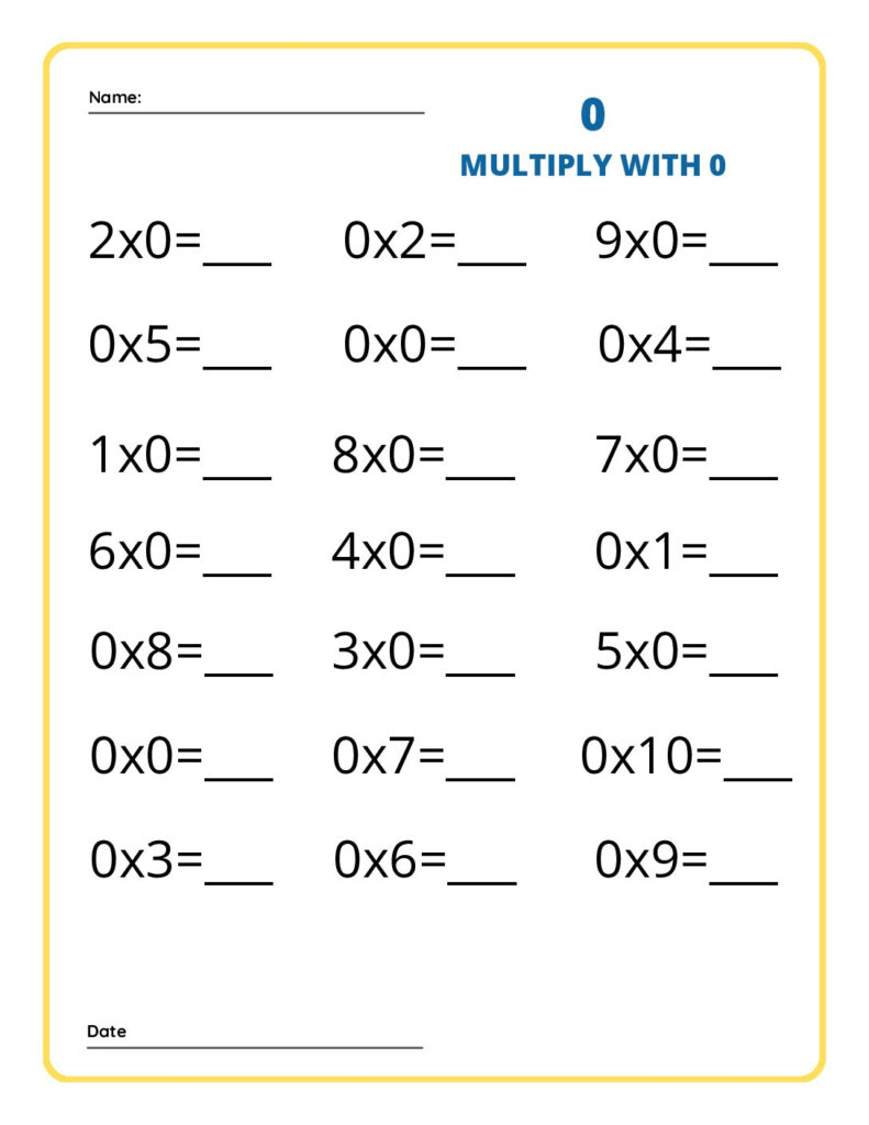 Multiplication 0 10 And Single Digit Doubles We Eight At The Table Worksheets Library